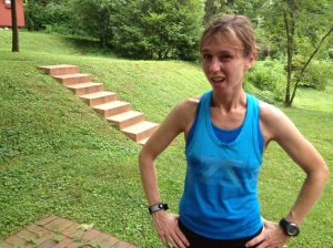Me after today's speed workout in the heat. Doesn't this picture make you want to run some repeats on the track too?